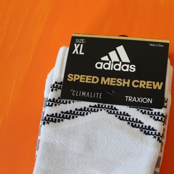 Adidas: White Speed Mesh Crew Climalite Socks - Picture 3 of 4